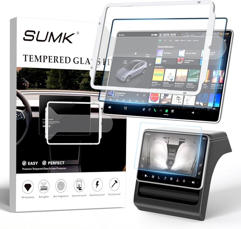 SUMK for Tesla Model Y Juniper & Model 3 Highland Screen Protector Accessories [Anti-glare/Fingerprint] Front & Back Screen Protector for Model Y Premium (2025 2026)/Model 3 Highland (2024-2026)-Matte - Image 1